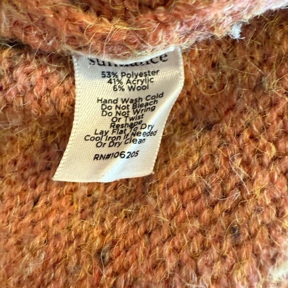 Sundance Knit Pointel Coral Peach Multi Flecked Longsleeve Mockneck sweater - Picture 7 of 8